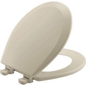 Bemis 500EC Durable Wood Toilet Seat with Easy Clean Hinges, Made in USA, Round, Bone
