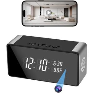 4k WiFi Clock Video Camera - Nanny Cam for Home Indoor Security with Night Vision, Wide-Angle Lens, and Motion Detection