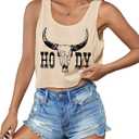 SODSHY Women's Sexy Sleeveless Top Cowboy Shirt Cute Country Concert Cowgirl Outfit Western Graphic Tank Top (C-apricot-crop Tank Top, XS)