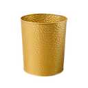 Venalys Gold Hammered Metal Trash Can Wastebasket, Decorative Stylish Garbage Can Waste Basket, Modern Farmhouse Round Trash Bin for Bathroom, Bedroom, Kitchen and Office (Large)