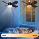 Ceiling Fan with Remote, Portable Small Ceiling Fans with Lights Dimmable for Bedroom, Kitchen, Living Room, 20.5 Ceiling Fan with 3000K-6500K/40W, Screws into E26/E27 - Black