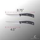 Emeril Lagasse Steak Knife Set of 8, 4.5 Stainless Steel Serrated Blades, Premium Kitchen Steak Knife Set with Black Handles