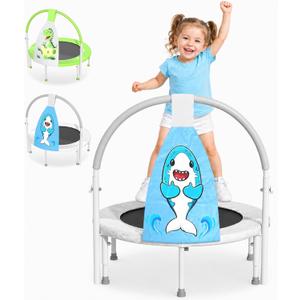 ZCMHAXJ 36" Toddler Trampoline, 3FT ASTM Certified Foldable Mini Trampoline for Kids with Animal Pattern, Kids Trampolines Indoor with Foam Handle, Gifts for Boys&Girls