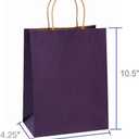 BagDream Gift Bags 8x4.25x10.5 Inches 100Pcs Purple Kraft Paper Bags with Handles Bulk, for Shopping, Retail, Merchandise, Party Favor, Craft, 100% Recyclable Paper Gift Sacks