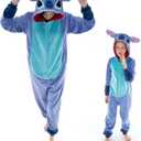COSUSKET Snug Fit Unisex Adult Onesie Pajamas, Flannel Cosplay Animal One Piece Halloween Costume Sleepwear Homewear (Light Blue) XL