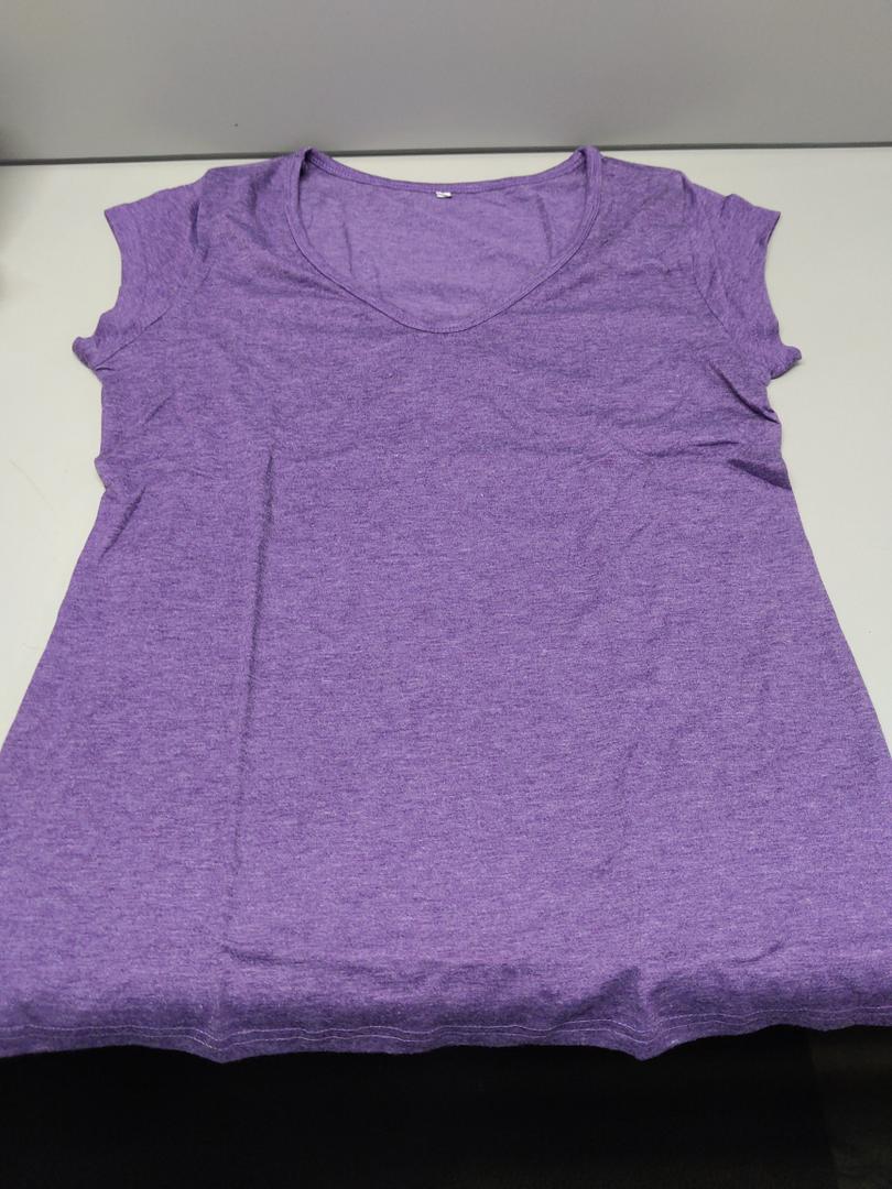 SOUWINEMYI Womens Cap Sleeve T Shirts V Neck Casual Tops Oversized TShirt Summer Trendy Lightweight Loose Fit Basic Tees (Purple,S)