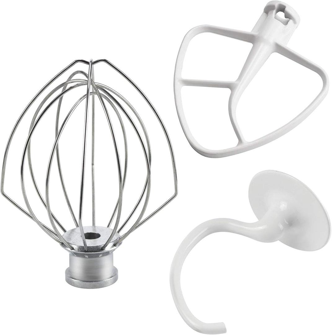 Kitchen Mixers Accessories 2-Piece Including K45DH Dough Hook&K45B Coated Flat Blade Paddle&K45WW Wire Whip for 4.5 QT Kitchen Tilt-Head Stand Mixer Attachments by Sikawai