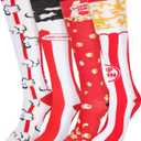 Shihanee 4 Pairs Popcorn Socks Novelty Fashion Knee High Socks Women Men Cozy Crazy Snack Theme Design Stockings for Adults Popcorn Lovers Movie Night Gift