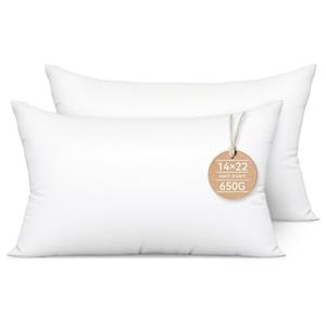 Lysunia 14x22 Inch Lumbar Pillow Inserts Set of 2 - Synthetic Down Alternative Fill, Fluffy & Durable Hypoallergenic Stuffer for Sofa, Accent Chairs