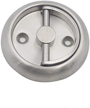 Round Recessed Door Handle/Deadbolt (No Key)(Standard US Door 1.3-1.7 inch / 35-45mm), NOT for Pocket Doors, Thin Latch with Rounded Edge.