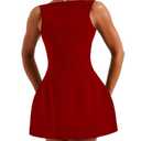 LuFeng Women's Summer Sexy Sleeveless Zipper Mock Neck Slim Fit A-line Mini Dress Bodycon Party Club Dress for Women Red Small