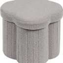 B FSOBEIIALEO Storage Ottoman Cube, Flowers Shaped Ottomans with Storage Foot Stool Footrest for Lving Room, Boucle Ottoman Seat for Dorm Room,Faux Teddy Fur, Grey 12.6"x12.6"x12.6"