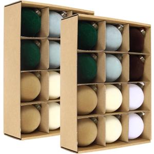 24 Pcs Velvet Christmas Balls Bulk Shatterproof Plastic Christmas Tree Decorations for Decorative Hanging Baubles (24, CoffeeWhiteHaze BlueBeigeBlackish GreenKhaki, 3.15Inch)