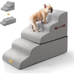3 in 1 30D High Density Foam Stable Dog Stairs for High Bed, 22.8’’H 5 (2+3) Steps Pet Ramp, Non-Slip Pet Steps with Handle for Dachshund,Small, Surgery Dog, Senior Cat