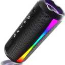 Portable Bluetooth Speaker, 2026 Bluetooth Wireless Speaker 5.4 with RGB Lights, 30H Playtime with Deep Bass, IP7 Waterproof, TWS Pairing, Portable Speaker for Travel/Party/Home/Gifts, Black