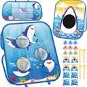 chiazllta Shark Bean Bag Toss Games Toys for Family Party Supplies 3 in 1 Toy Foldable Cornhole Lawn Carnival Game Gift for Kids Toddler Ages 3-8 Outdoor Tic Tac Toe Target Game Birthday Activity