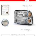 for 05 06 07 Ford F250 F350 F450 F550 Super Duty Headlight Assembly Compatible with with 2005 Ford Excursion Chrome Housing Headlamp Amber Reflector Left+Right Side(Bulbs not included)