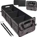 AOPHY Leopard Print Trunk Organizer - 95L Large Capacity, Non-Slip Bottom, Waterproof, Portable Car Storage for SUV, Truck, Sedan