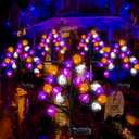 Halloween Decorations Outdoor Solar Lights, 2 Pack Halloween Lights Outdoor Solar Lights Waterproof with 20 LED Ghosts Bats Spiders Pumpkin Light, 8 Modes Solar Pathway Lights for Halloween's Decor