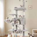 Cat Tree, Multi-Level Cat Tower for Indoor Cats, Cat Condo with Cat Scratching Post and Board, Cat Hammock, Light Gray GCT011W (63 inches)