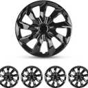 17" Hubcaps, Wheel Rim Cover, Universal Hub Caps Replacement, ABS Material, Exterior Accessories for Car Pickup Truck SUV, Set of 4, Black Lacquer