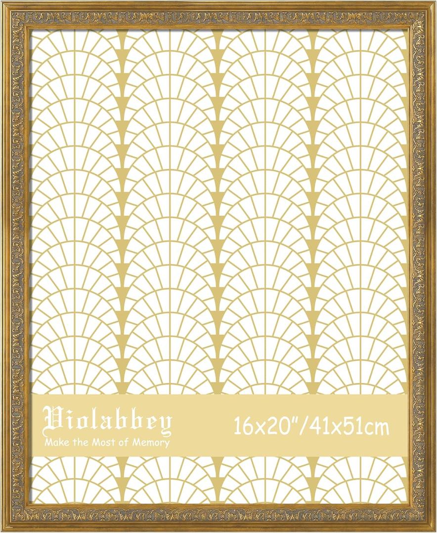 VIOLABBEY 16x20 Gold Frame, Vintage Poster Frames Ornate without Mat
