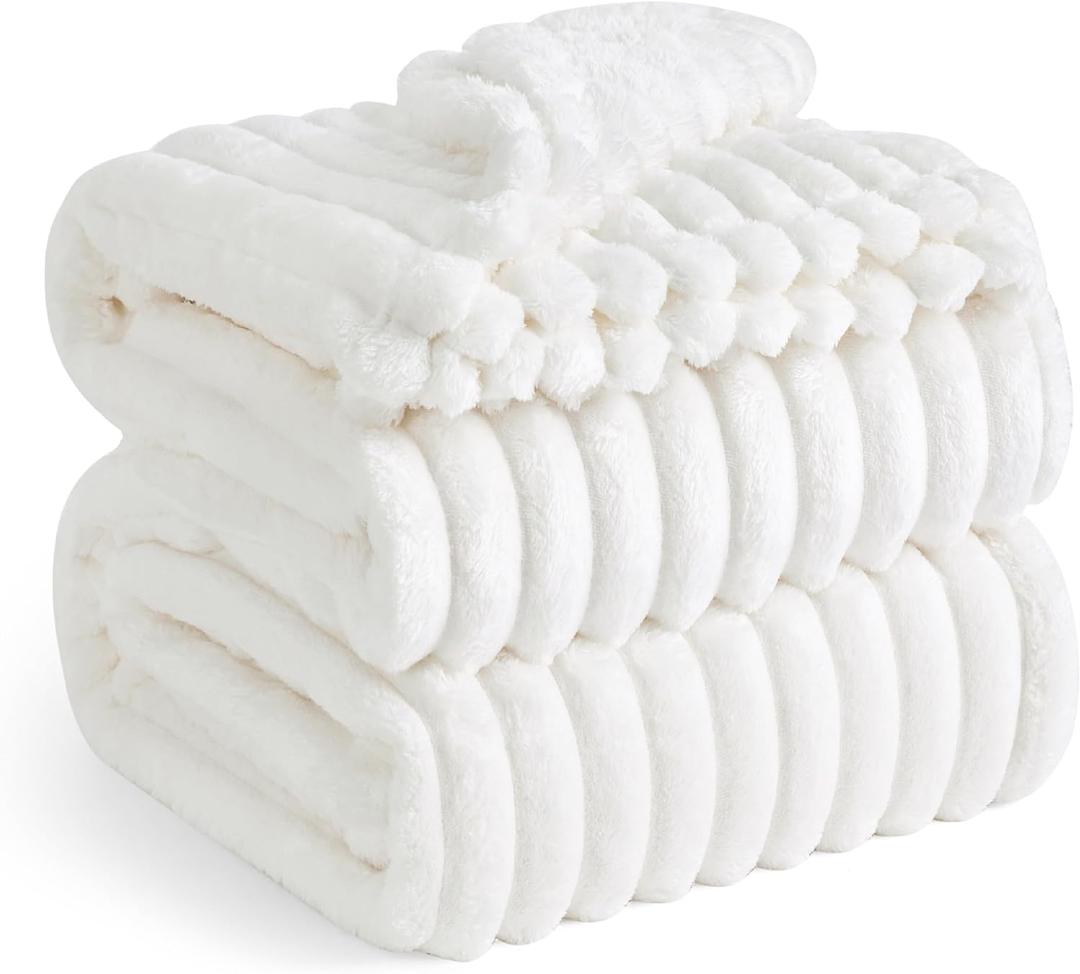 Bedsure GentleSoft Full Size Blanket for Bed - Cozy Soft Blankets for Women, Cute Large Fleece Throws for Girls, Off White, 84x90 Inches