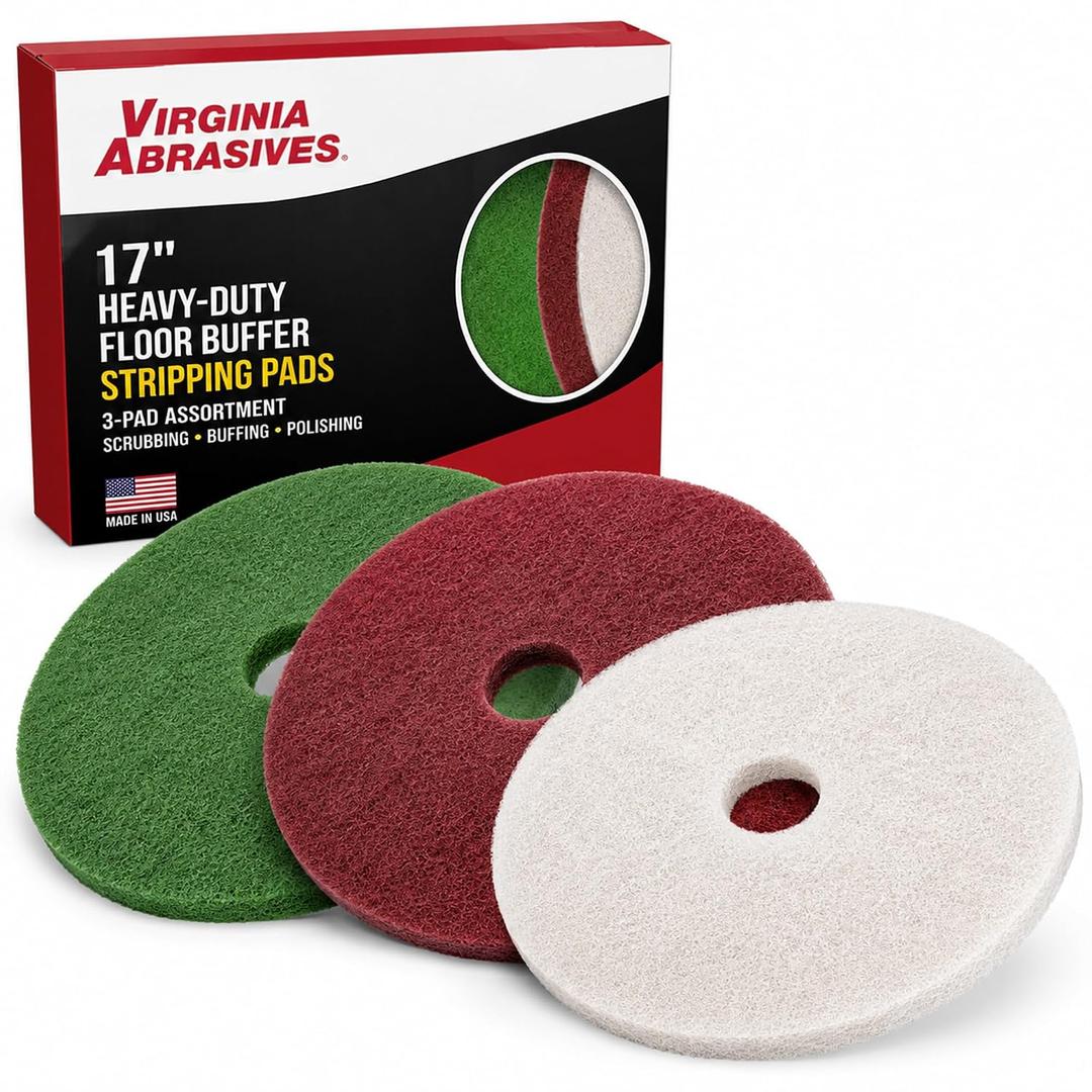 Floor Maintenance Pad Set, Green Red White, 17" - 3 Pack