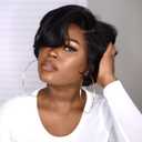 ZJchao Glueless Bob Wig, Pre Cut Black Lace Front Wig Bob Short Human for Women Straight, (Black)