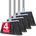 PBHEPJ Broom, 4 Pack Outdoor Broom for Floor Cleaning, 58" Long Stainless Steel Handle, Hard Bristle Angle Broom for Sweeping Indoor, Commercial, Industrial, Garage, Kitchen