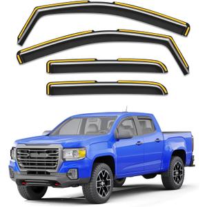 in-Channel Rain Guards Fit for Truck Chevy Colorado/GMC Canyon 2015-2022 Crew Cab Window Rain Guards Visors Vent Visors Window Deflector Vent Shades Car Accessories -4 pcs