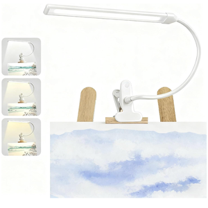 Lamptobe Clipon Easel Lights for Artists Painting with On/Off Switch Cord, 3 Color Modes, Dimmable Clip Lamps for Over Painting Easel, Desk, Drawing with Flexible Arm, USBPowered (White)