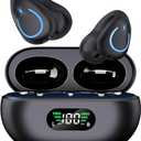 Clip On Earbuds, Bluetooth 5.3 Lightweight Comfort Bone Conduction Open Ear Headphones with LED Digital Display Charging Case Sport Built-in Mic IPX7 Waterproof for Running Fitness Android, Black