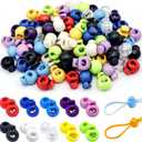 100Pcs Spring Cord Lock, Toggle Stoppers, Single Hole End Round Fastener Buttons Slider, Elastic Drawstring Rope Lock for Camping, Hiking, Backpacks, Shoelace, Sportswear