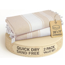 LANE LINEN Oversized Beach Towels, 2 Pack Turkish Towel Set for Adults, Lightweight, Quick Dry, Absorbent & Sand Proof, 39"x71" Pool Towels – Beige