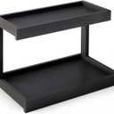 MARTY 2 Tier Spice Rack Organizer for Countertop, 15.8''L Coffee Station/Bathroom Organizer Countertop, Counter Shelf Desktop Storage Organizer for Kitchen, Bedroom, Office (Black) (10.6" Height)