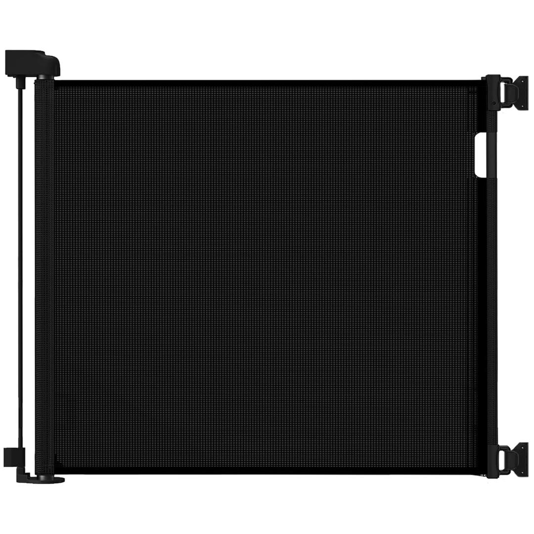Veraste Retractable Baby Gate for Doorways and Stairs, Mesh Safety Gate for Pet, Indoor & Outdoor Use, One-Hand Operation, Easy Installation, 33.6" Tall, Expands to 55" Wide Black, 33.6"x55"