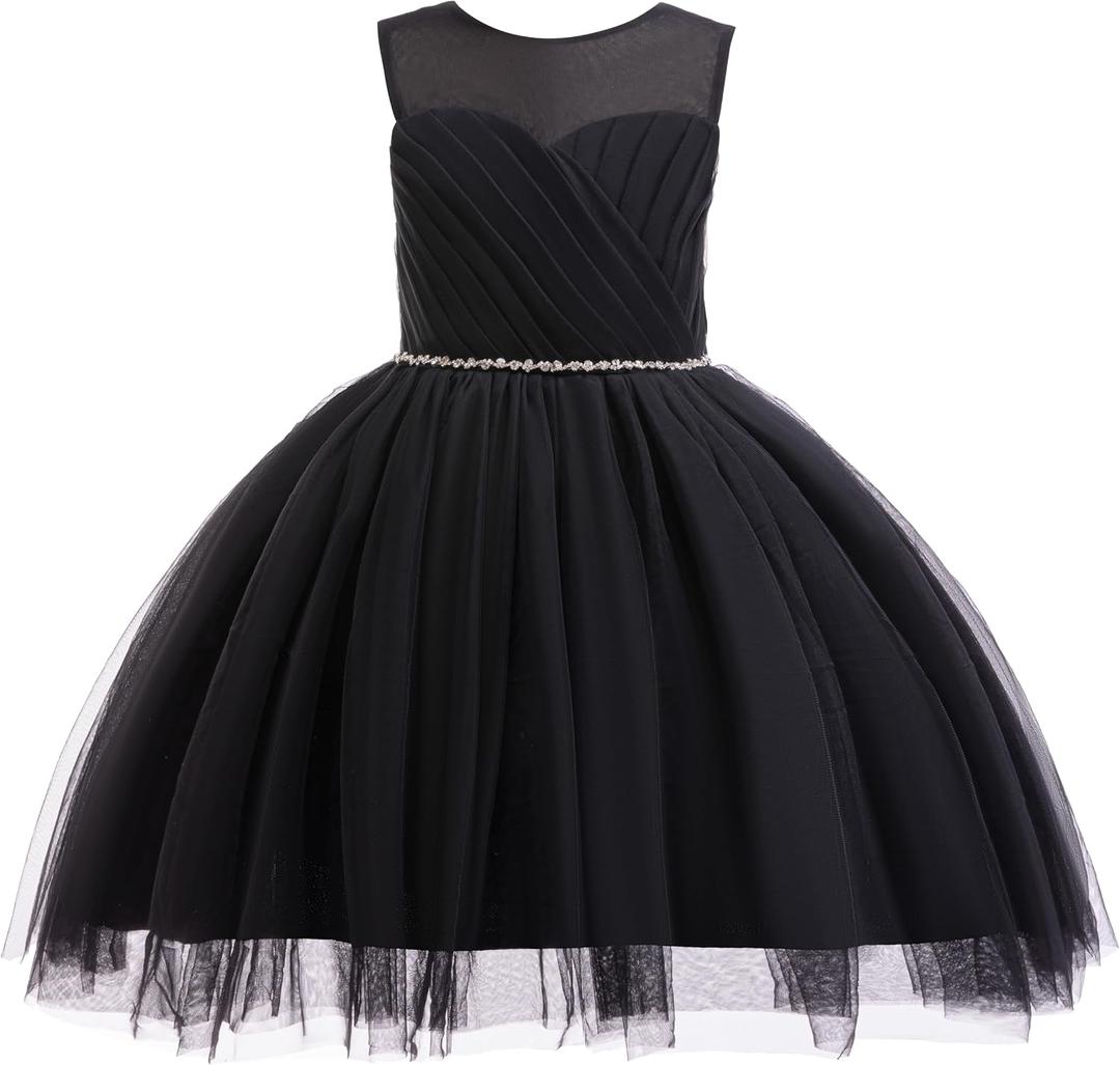 Glamulice Flower Girls Vintage Tulle Tutu Dress A Line Little/Big Girl Wedding Birthday Formal Party Dresses 6Y