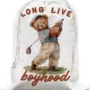 HESQFBH Bear Bithday Drawstring Gift Bags, Personalized Baby Shower Drawstring Gift Bags,Long Live Boyhood Happy Birthday Bag, Kids Boys Room Playroom Nursery Decor, 16x20 Inch