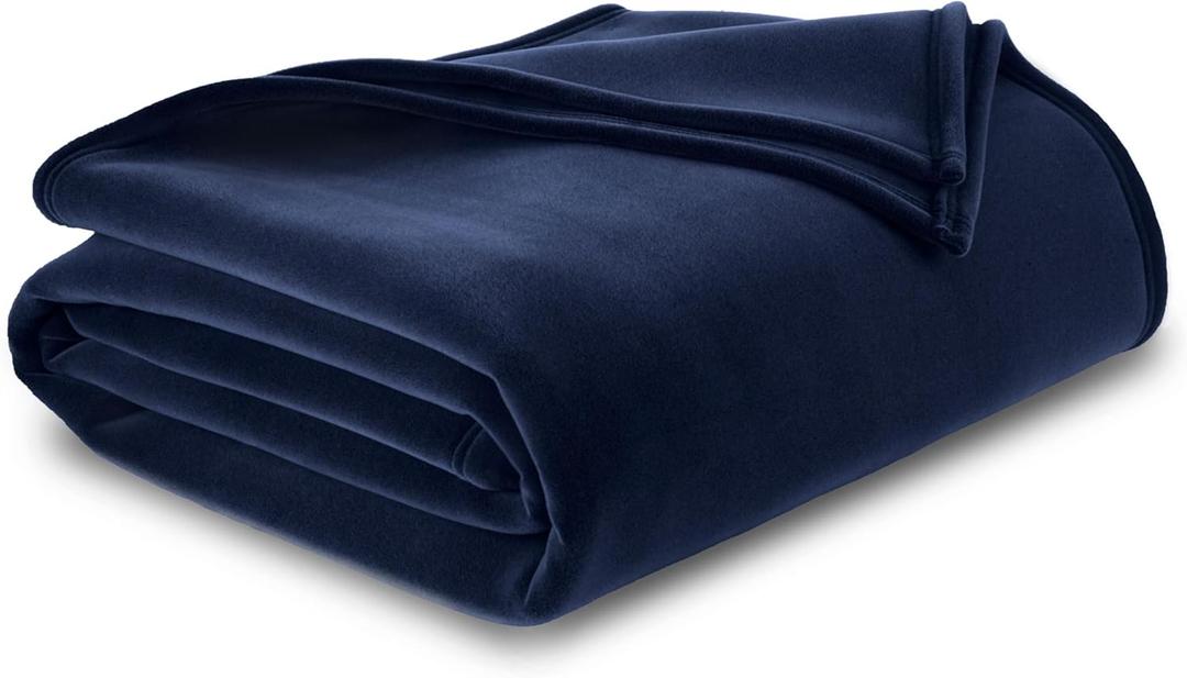 Vellux 1B07054 Original Insulating Core Hotel Style Solid blanket Machine Washable Soft Cozy Warm Thermal Durable Pet Friendly All Seasons Layering Bed Sofa Blankets Navy Blue, Twin, Blue