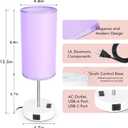 Bedside Table Lamp with USB Port - Touch Desk Lamp for Bedroom, 3 Way Dimmable Small Nightstand Lamp for Living Room, Bedroom Lamps for Room Decor, Purple