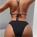 WDIRARA Women's Chain Linked Cut Out Halter One Piece Swimsuit (Black, L)