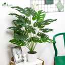 Der Rose 28" Fake Plants Large Artificial Monstera Faux Plants Indoor Tall for Outdoor Floor Front Porch Decor (White)
