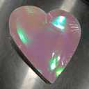 Yungyan 50 Pcs Pink Heart Shaped Dessert Plates, Holographic Disposable Paper Plates Iridescent Foil Paper Dishes for Valentine's Day Birthday Wedding Party Decorations Supplies