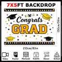 2 x Graduation Photo Backdrop 7x5ft Polyester Graduation Banner Class of 2026 Congrats Grad Banner for Prom Parties and Celebrations Decorations with Ribboon