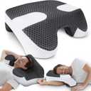 SAHEYER Side Sleeper Pillow with Arm Holes, 2 in 1 Shoulder Relief System for Rotator Cuff Pain, Memory Foam Pillow for Adults with 3 Arm Place Hole, Dark Black
