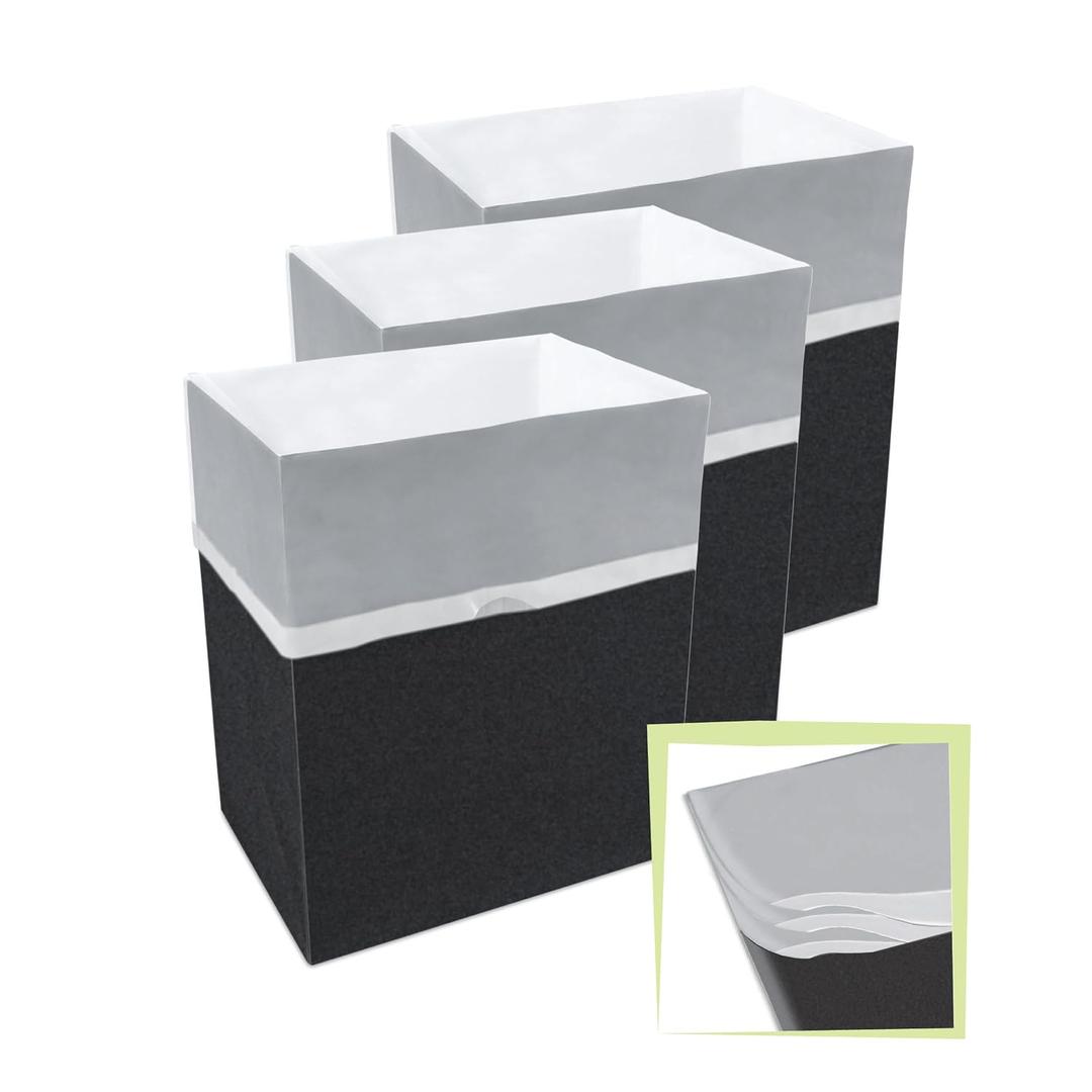 Clean Cubes 13 Gallon Disposable Pop-Up Trash Cans (3-Pack, Multi-Liner) with Fitted Bags – Foldable Garbage & Recycling Bins for Parties, Events & Kitchen (Black, 17" H x 13.5" W x 10" D)