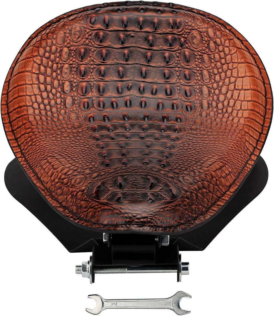 Motorcycle Drive Seat Bobber Solo Seat with Spring Base Mounting Bracket Kit Replacement for Harley Davidson Sportster XL 883 1200 (Brown-Crocodile)