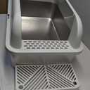 Enclosed Stainless Steel Cat Litter Box with Lid Extra Large Litter Box for Big Cats XL Metal Litter Pan Tray with High Wall Sides Enclosure, Non-Sticky, Anti-Leakage, Easy Cleaning (6" Deep Light Grey)