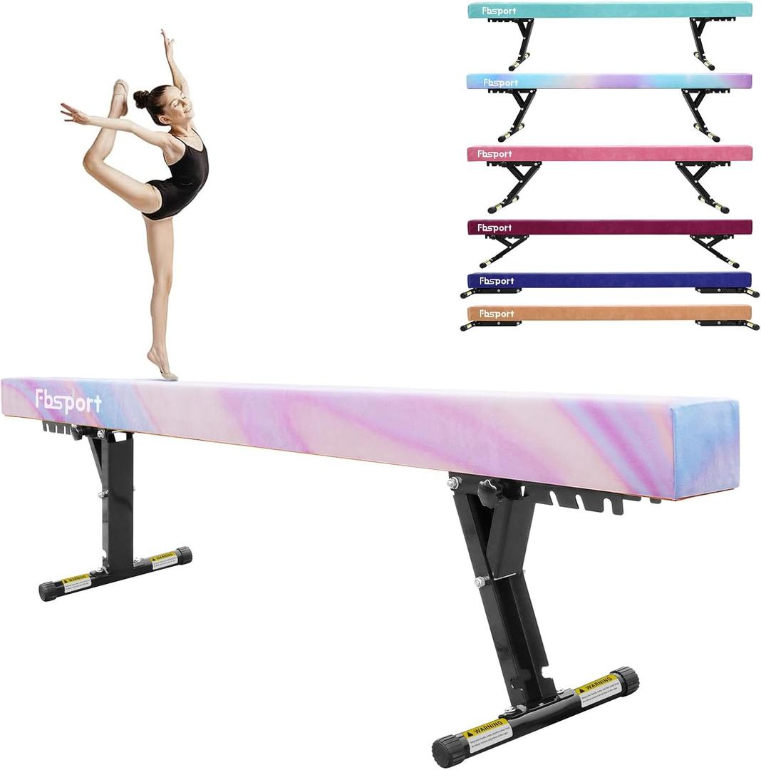 FBSPORT 8ft Adjustable Balance Beam: High and Low Floor Beam Gymnastics Equipment for Kids/Adults,Gymnastics Beam for Training,Practice, Physical Therapy and Professional Home Training with Legs
